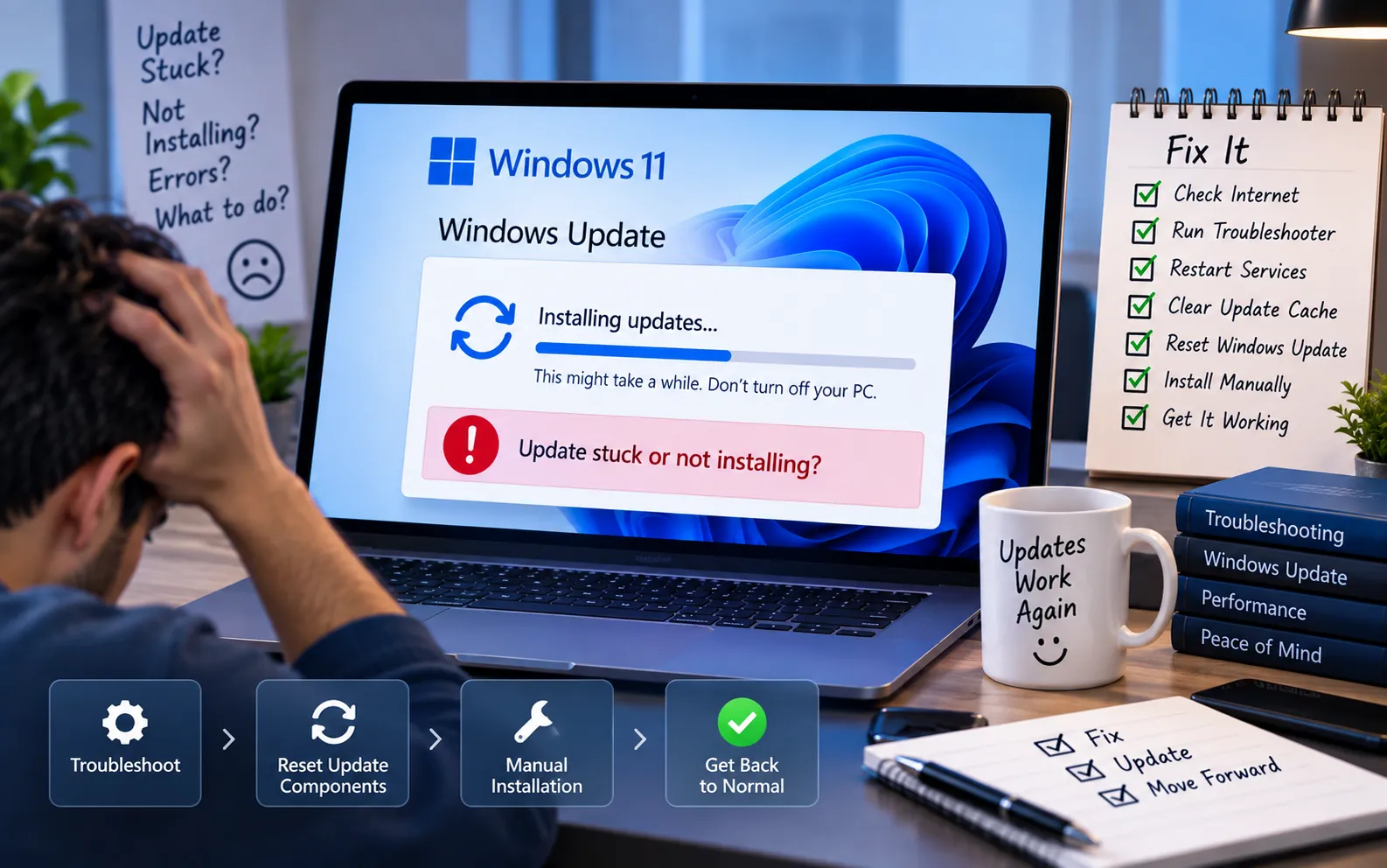 Windows 11 update stuck or not installing fix